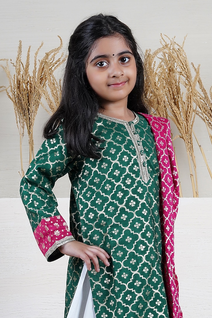 White Cotton Sharara Set For Girls by Mamma Plz at Pernia's Pop Up Shop
