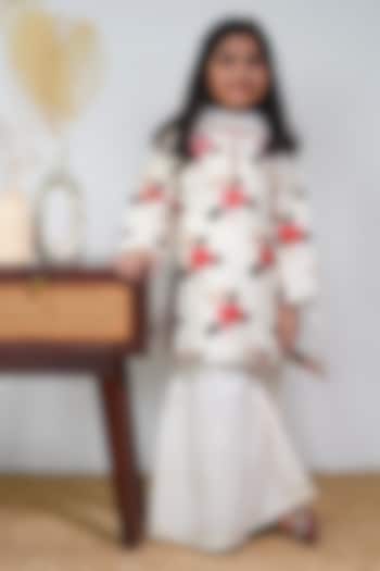 Ivory Handwoven Chanderi Sharara Set For Girls by Mamma Plz at Pernia's Pop Up Shop