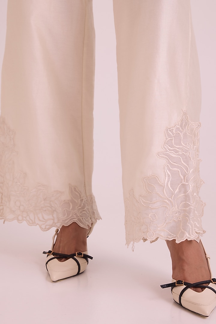 Black Handloom Chanderi Silk Floral Embroidered Blazer Jacket Set by MADDER MUCH at Pernia's Pop Up Shop