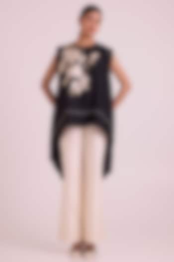 Ivory Chanderi Silk Floral Embroidered Pant Set by MADDER MUCH at Pernia's Pop Up Shop