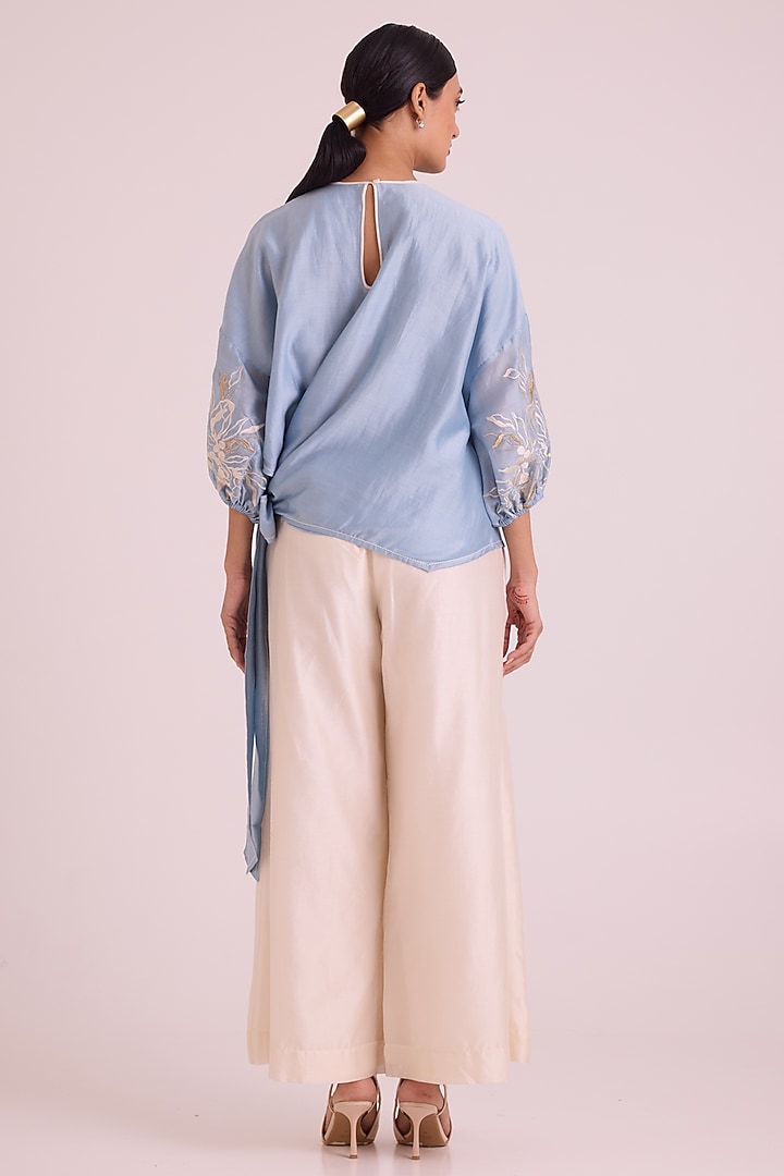 Ivory Chanderi Silk Wide-Leg Pant Set by MADDER MUCH at Pernia's Pop Up Shop