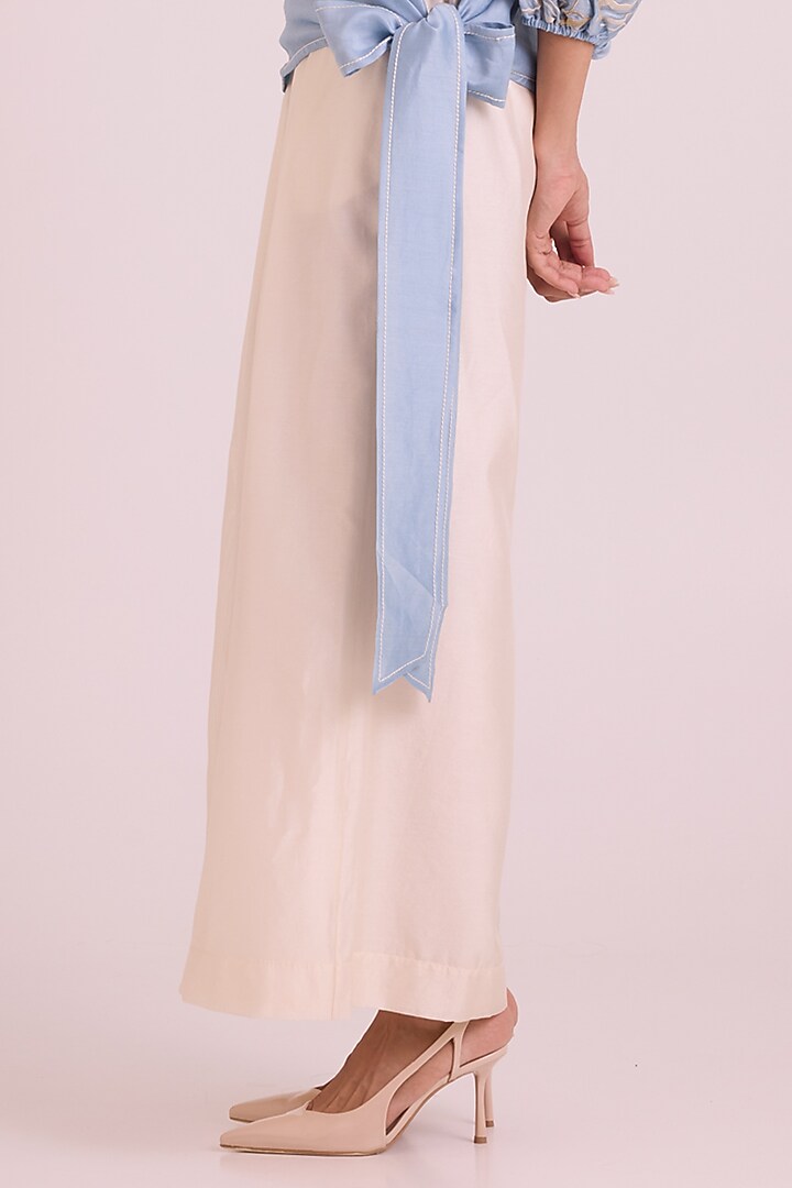 Ivory Chanderi Silk Wide-Leg Pant Set by MADDER MUCH at Pernia's Pop Up Shop