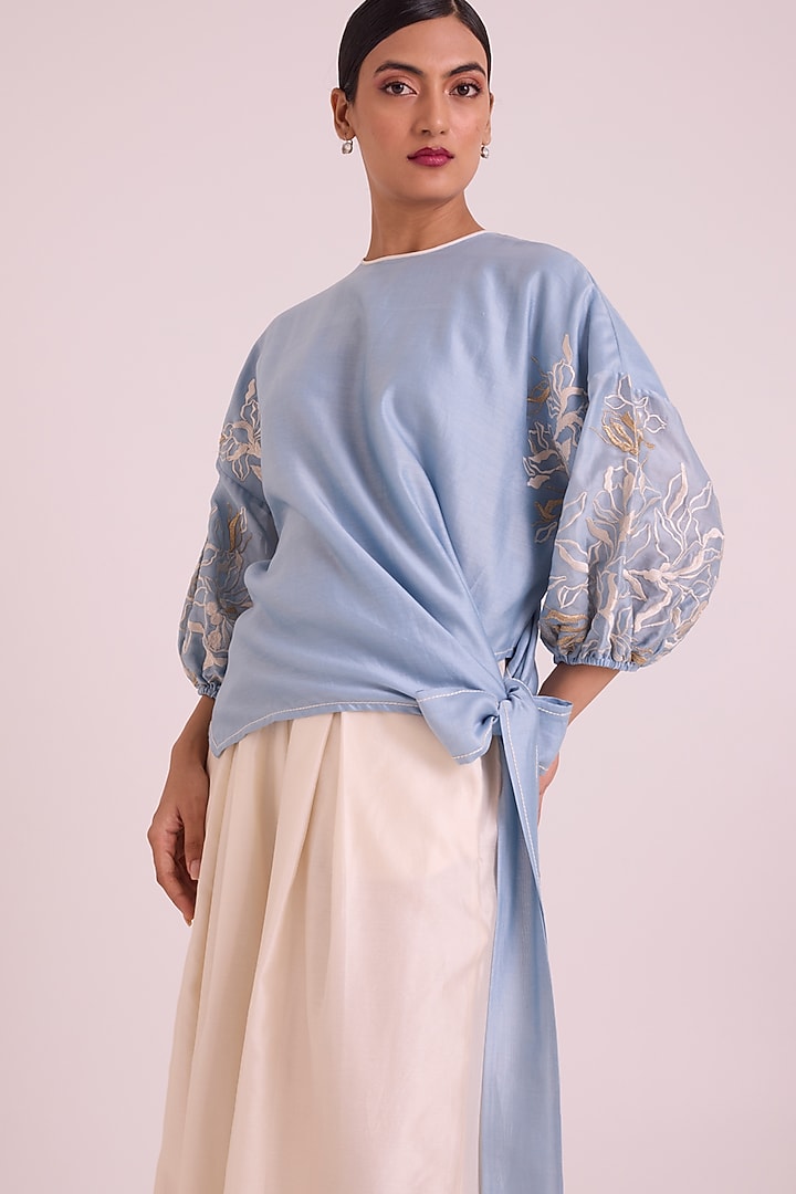 Ivory Chanderi Silk Wide-Leg Pant Set by MADDER MUCH at Pernia's Pop Up Shop