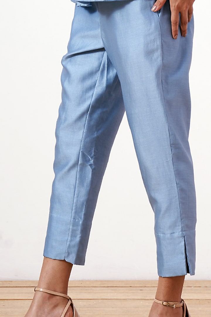Pacific Blue Cotton Silk Pant Set by MADDER MUCH at Pernia's Pop Up Shop