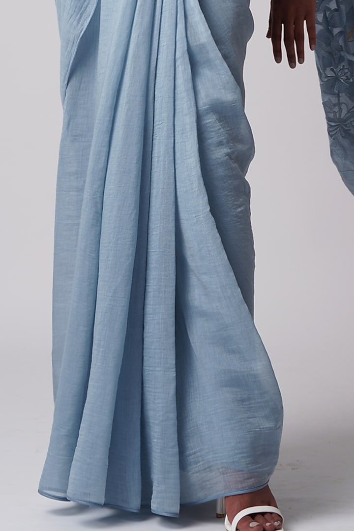 Pacific Blue Cotton Silk Party Wear Saree Set by MADDER MUCH at Pernia's Pop Up Shop
