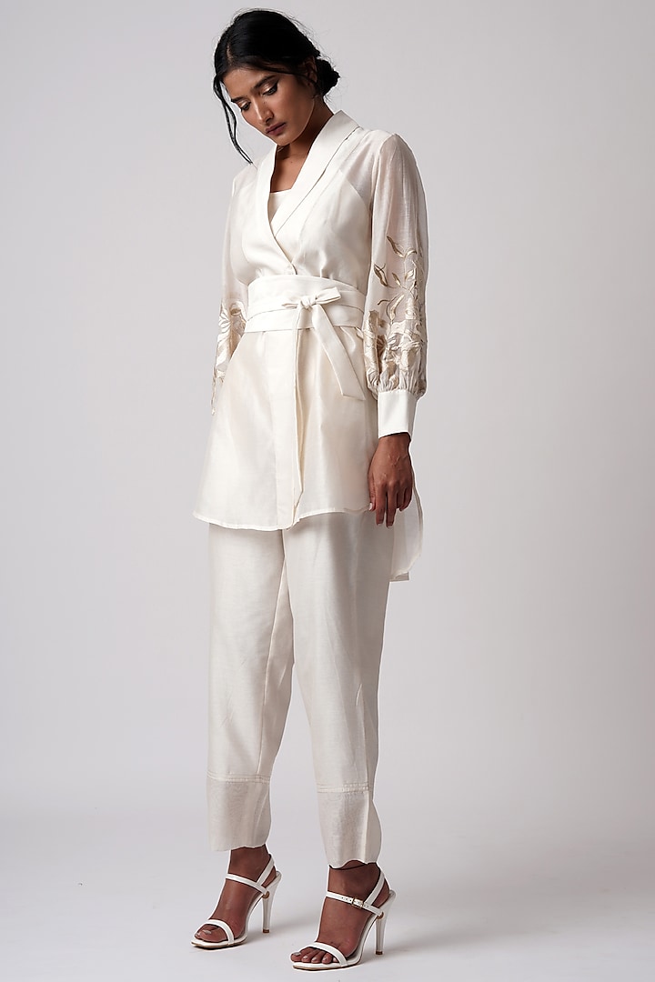 Vanilla Cotton Silk Blazer Tunic Set by MADDER MUCH at Pernia's Pop Up Shop