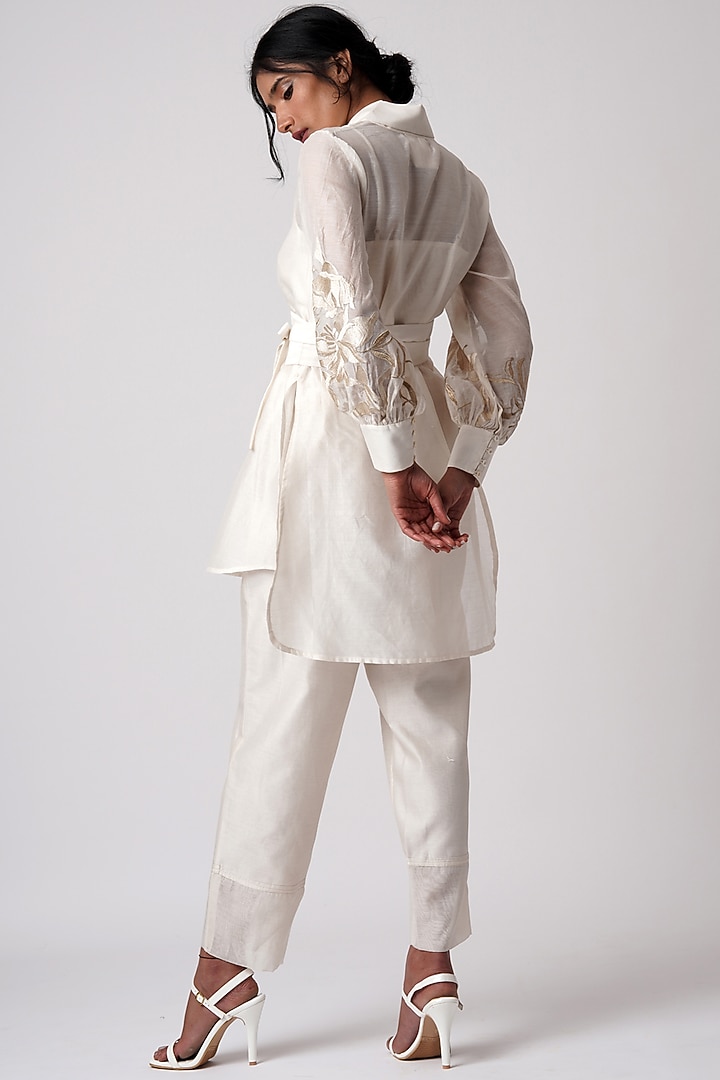 Vanilla Cotton Silk Blazer Tunic Set by MADDER MUCH at Pernia's Pop Up Shop