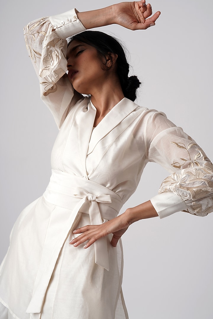 Vanilla Cotton Silk Blazer Tunic Set by MADDER MUCH at Pernia's Pop Up Shop