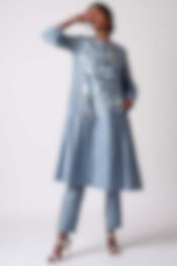 Pacific Blue Cotton Silk Tunic Set by MADDER MUCH at Pernia's Pop Up Shop