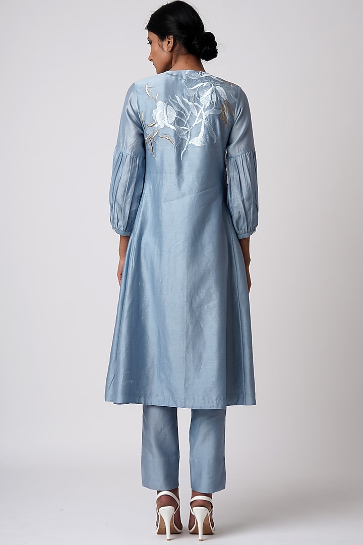 Pacific Blue Cotton Silk Tunic Set by MADDER MUCH at Pernia's Pop Up Shop