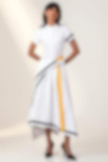 White Poplin Cotton Draped Summer Shirt Dress by MADDER MUCH at Pernia's Pop Up Shop