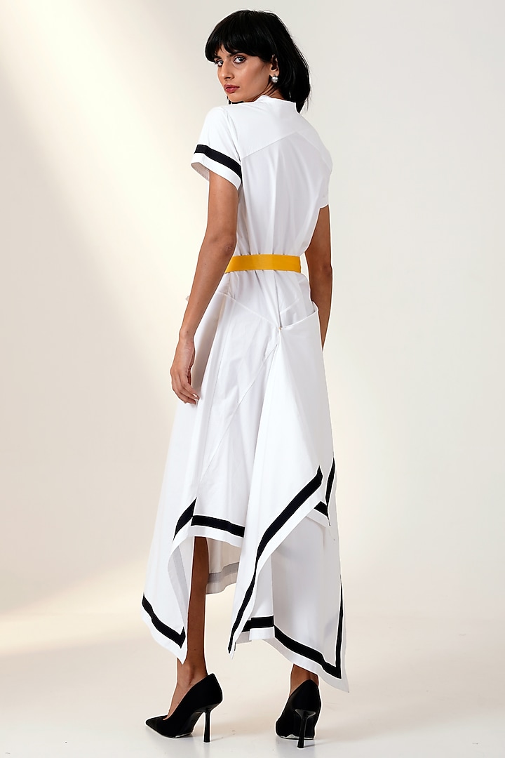 White Poplin Cotton Draped Summer Shirt Dress by MADDER MUCH at Pernia's Pop Up Shop