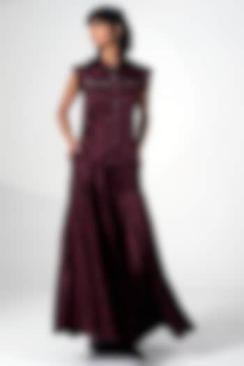 Brown Modal Satin Printed Skirt Set by MADDER MUCH at Pernia's Pop Up Shop