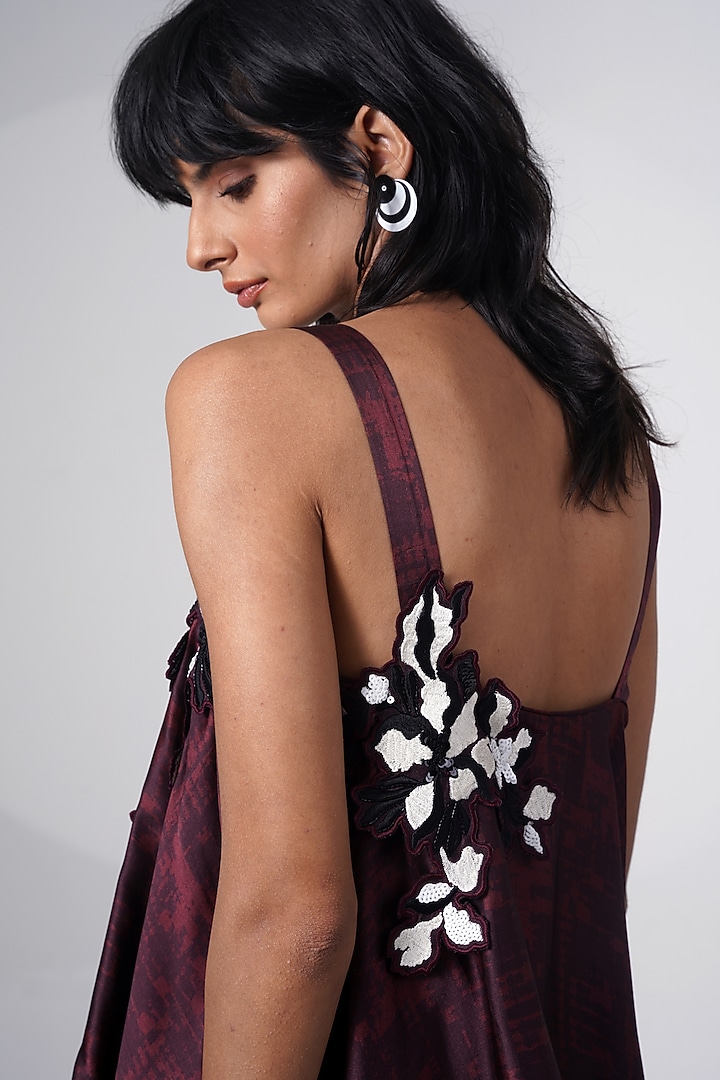 Brown Modal Satin Printed Jumpsuit With Scarf by MADDER MUCH at Pernia's Pop Up Shop