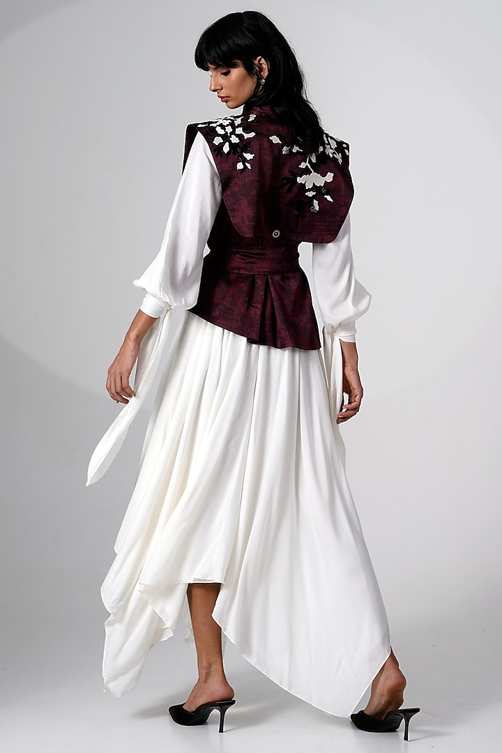 White Satin Vertex Maxi Vacation Dress With Jacket by MADDER MUCH at Pernia's Pop Up Shop
