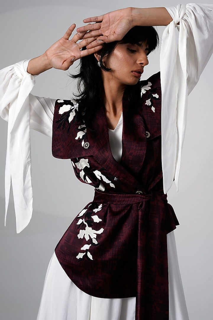 White Satin Vertex Maxi Vacation Dress With Jacket by MADDER MUCH at Pernia's Pop Up Shop