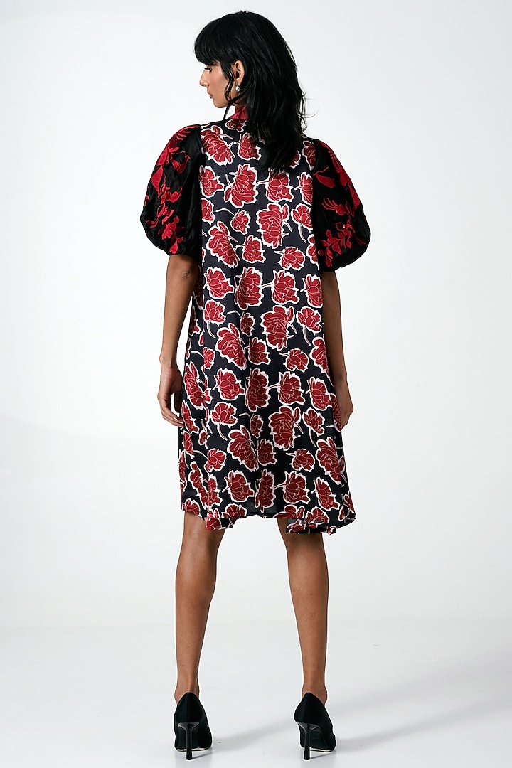 Brown Modal Satin Printed Midi Shift Vacation Dress by MADDER MUCH at Pernia's Pop Up Shop