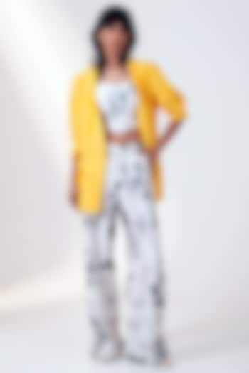 Yellow Chanderi Blazer Set by MADDER MUCH at Pernia's Pop Up Shop