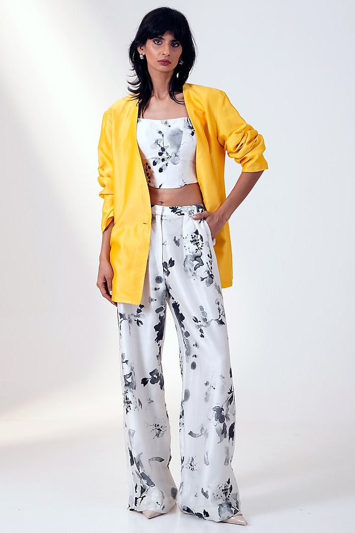 Yellow Chanderi Blazer Set by MADDER MUCH at Pernia's Pop Up Shop