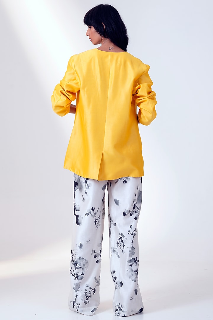 Yellow Chanderi Blazer Set by MADDER MUCH at Pernia's Pop Up Shop