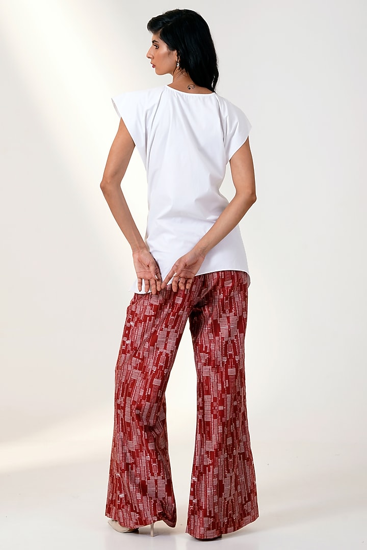 Red Chanderi Silk Printed Pant Set by MADDER MUCH at Pernia's Pop Up Shop