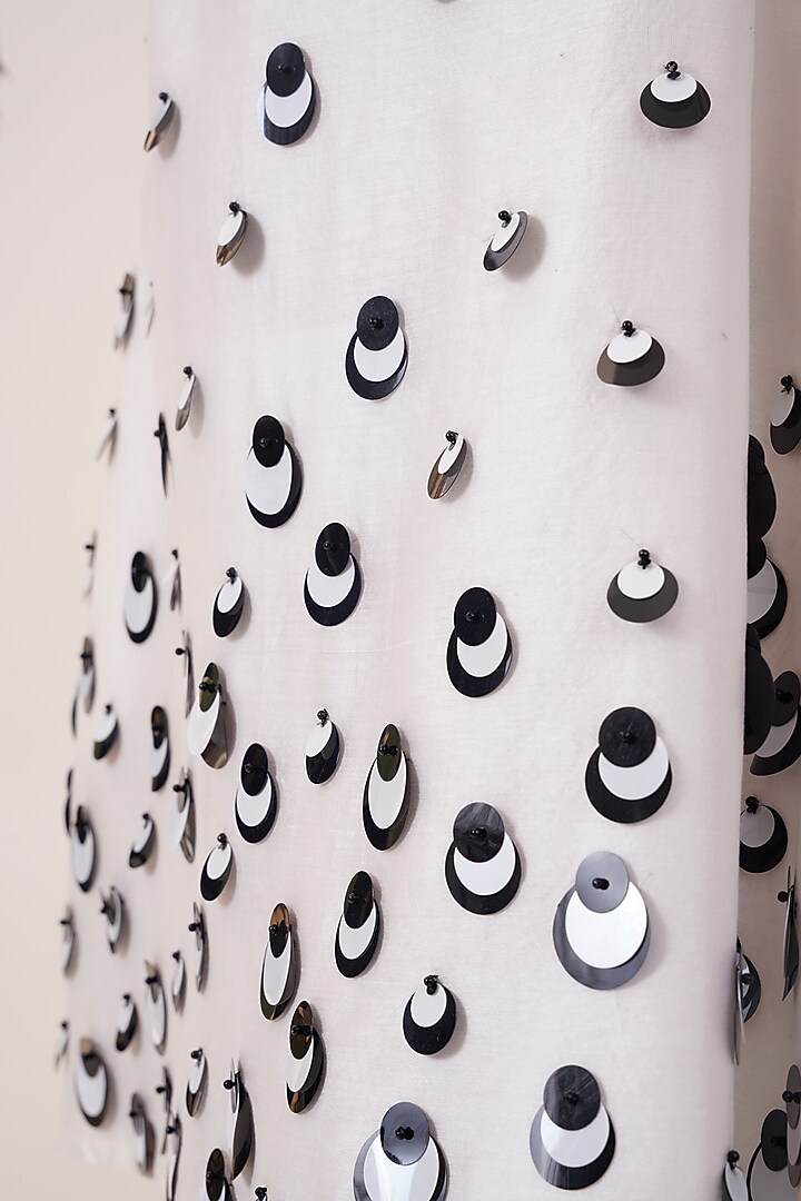 White & Black Chanderi Silk Mini Beetle Vacation Dress by MADDER MUCH at Pernia's Pop Up Shop