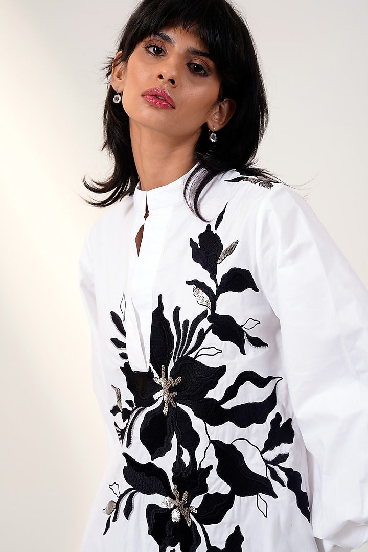 White & Black Poplin Cotton Mini Prism Summer Dress by MADDER MUCH at Pernia's Pop Up Shop