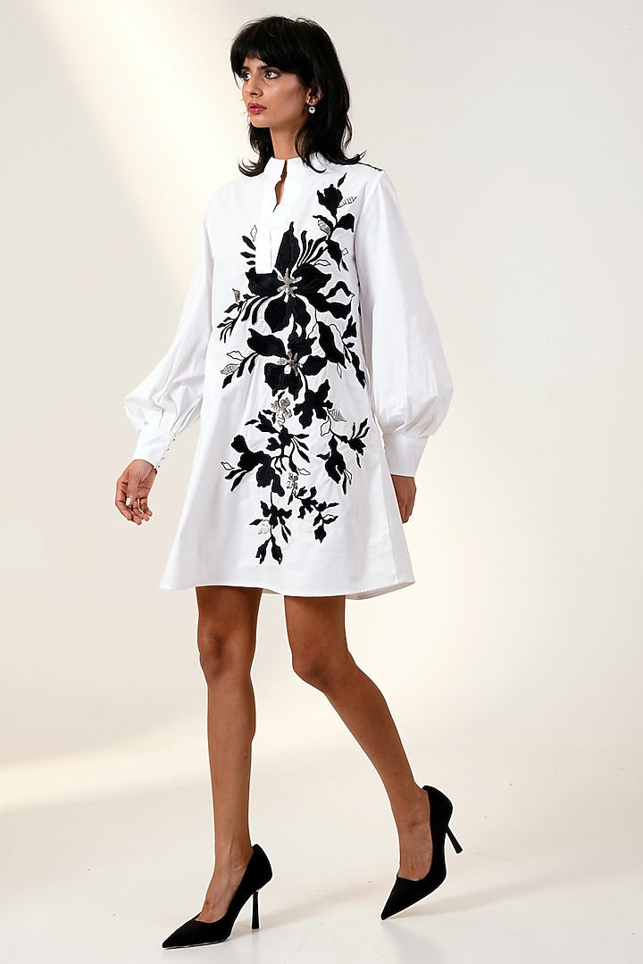 White & Black Poplin Cotton Mini Prism Summer Dress by MADDER MUCH at Pernia's Pop Up Shop