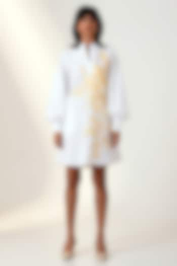 White Poplin Cotton Mini Prism Dress by MADDER MUCH at Pernia's Pop Up Shop