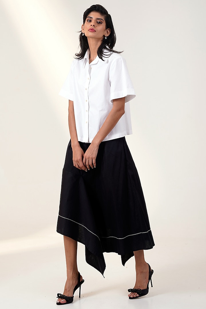 Black Poplin Cotton Midi Skirt Set by MADDER MUCH at Pernia's Pop Up Shop