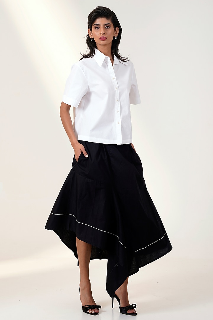 Black Poplin Cotton Midi Skirt Set by MADDER MUCH at Pernia's Pop Up Shop