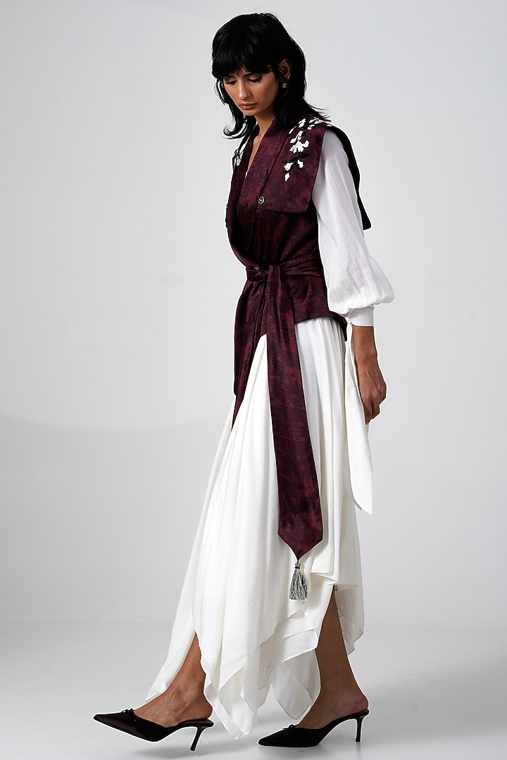 Brown Modal Satin Printed Jacket by MADDER MUCH at Pernia's Pop Up Shop