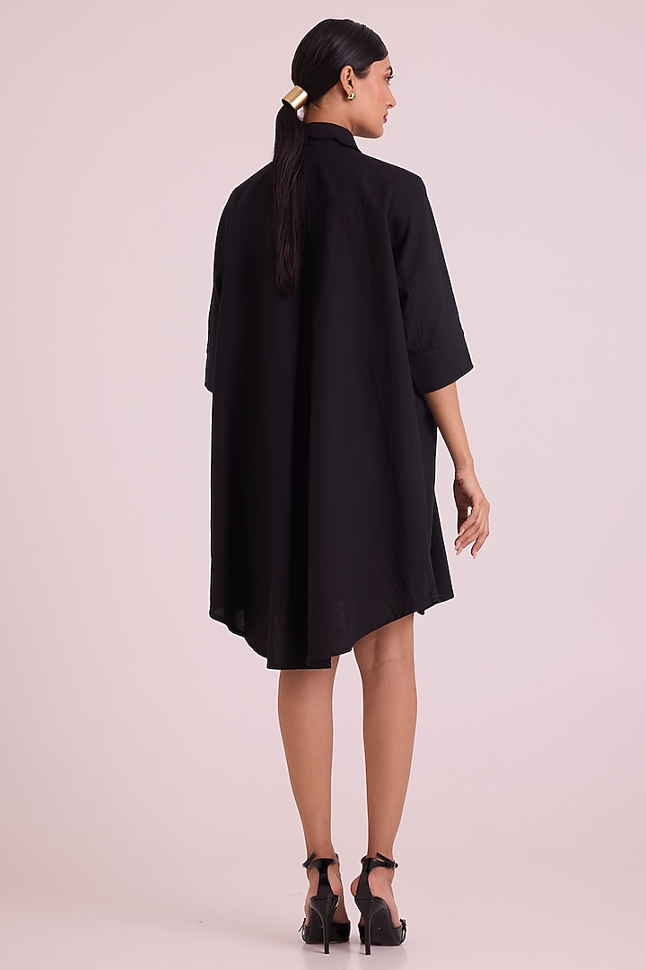 Black & White Cotton Embroidered Shirt Summer Dress by MADDER MUCH at Pernia's Pop Up Shop