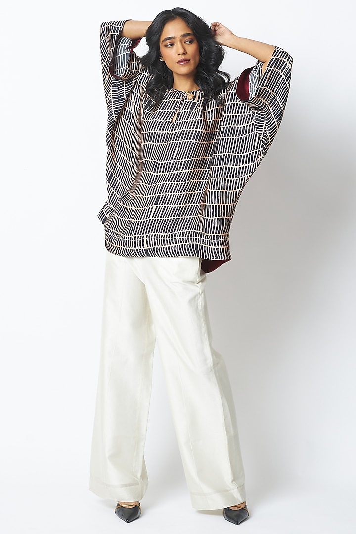 Black Georgette Satin Printed Co-Ord Set by MADDER MUCH at Pernia's Pop Up Shop