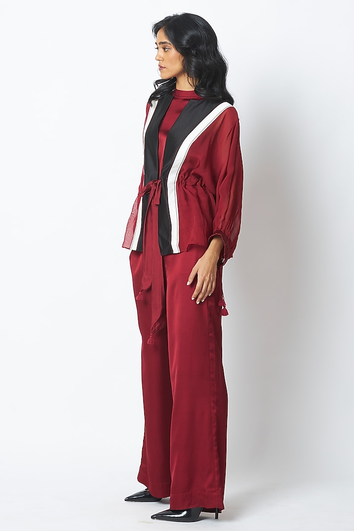 Burgundy Chanderi Silk Co-Ord Set by MADDER MUCH at Pernia's Pop Up Shop