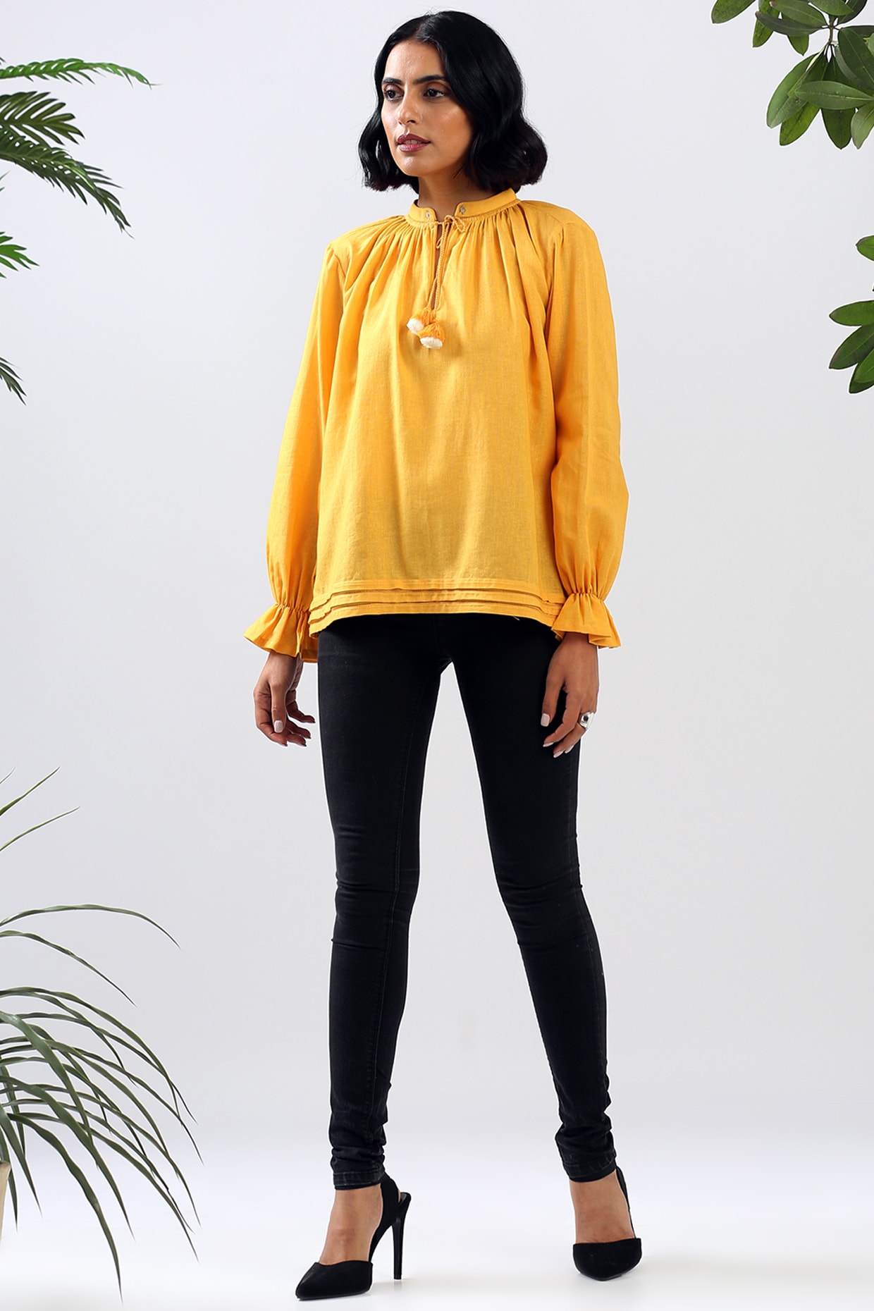 Latest Yellow Tops: Buy Latest Yellow Tops Online only at Pernia's