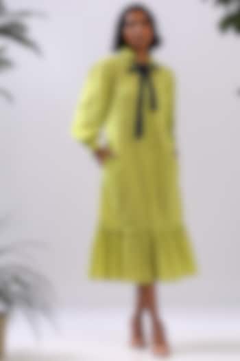 Lime Green Cotton Midi Summer Dress by MADDER MUCH at Pernia's Pop Up Shop