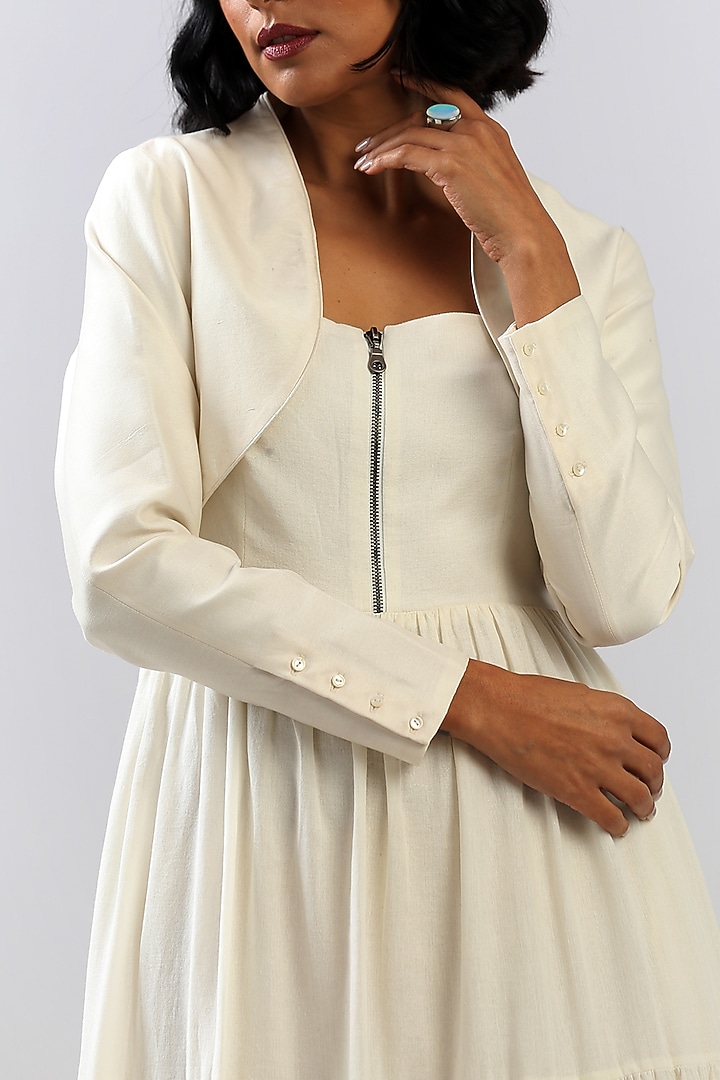 Pearl White Handloom Shrug by MADDER MUCH at Pernia's Pop Up Shop