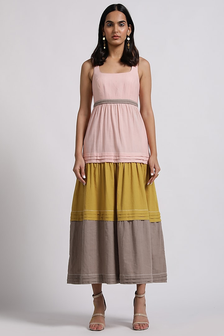 Multi-Colored Cotton Tiered Dress by MADDER MUCH