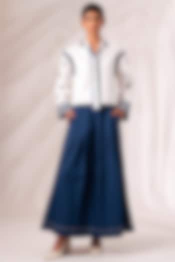 Indigo Cotton Pleated Culotte Pant Set by MADDER MUCH at Pernia's Pop Up Shop