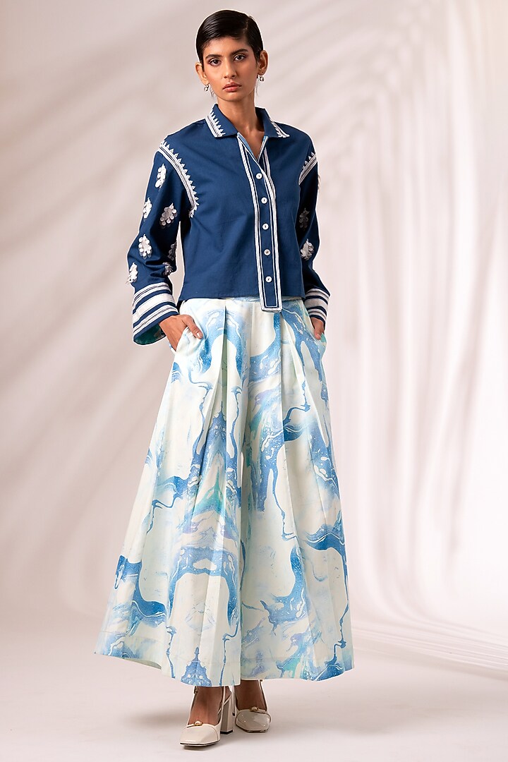 White Cotton Pleated Culotte Pant Set by MADDER MUCH at Pernia's Pop Up Shop