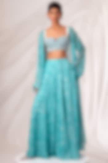 Sea Green Flat Chiffon Printed Skirt Set by MADDER MUCH at Pernia's Pop Up Shop