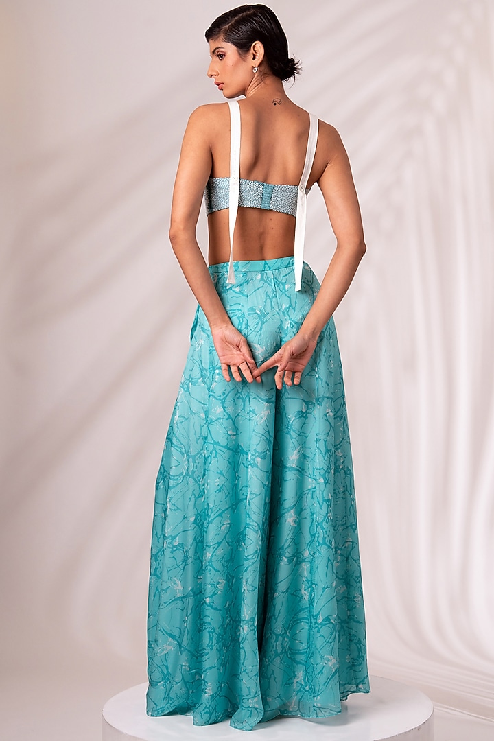 Sea Green Flat Chiffon Printed Skirt Set by MADDER MUCH at Pernia's Pop Up Shop