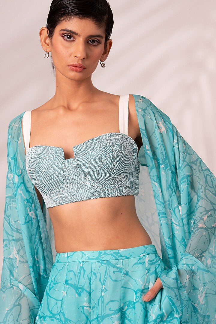 Sea Green Flat Chiffon Printed Skirt Set by MADDER MUCH at Pernia's Pop Up Shop