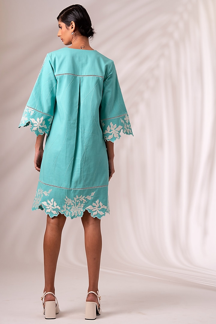 Sea Green Cotton Mini Vacation Dress by MADDER MUCH at Pernia's Pop Up Shop