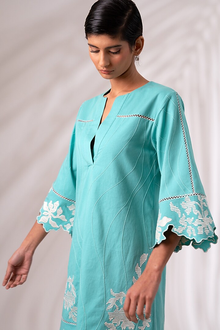 Sea Green Cotton Mini Vacation Dress by MADDER MUCH at Pernia's Pop Up Shop