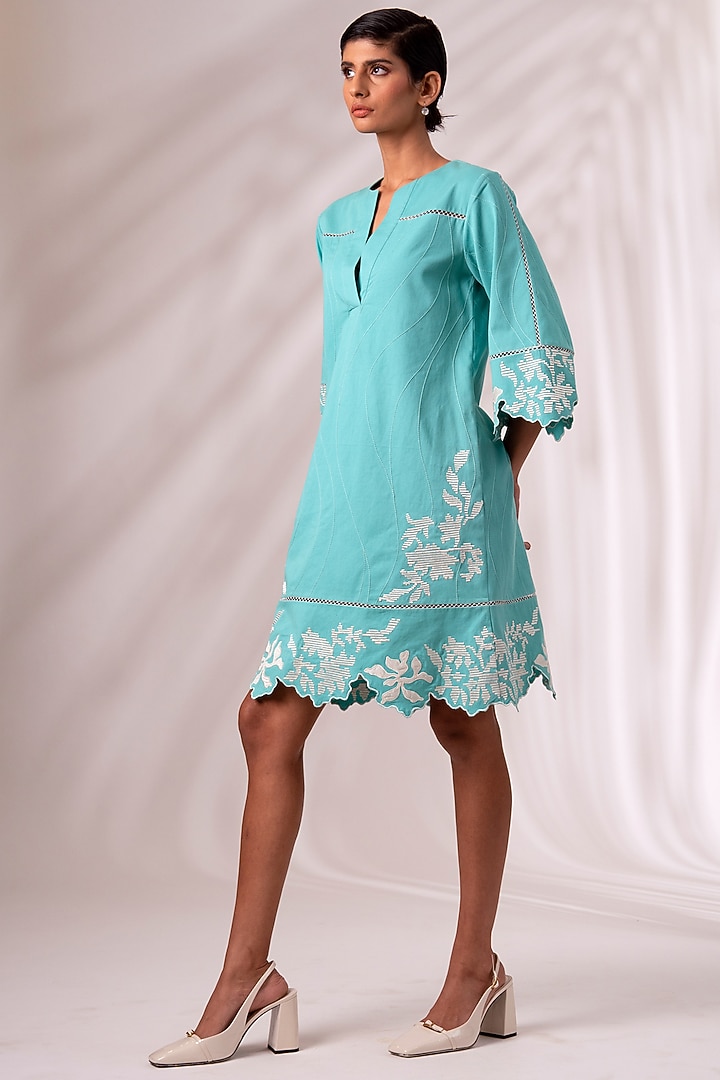Sea Green Cotton Mini Vacation Dress by MADDER MUCH at Pernia's Pop Up Shop