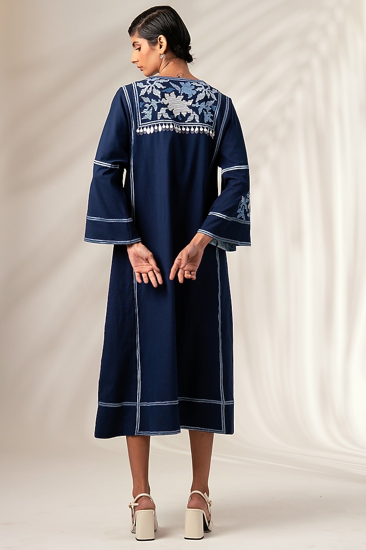 Indigo Cotton Midi Vacation Dress by MADDER MUCH at Pernia's Pop Up Shop