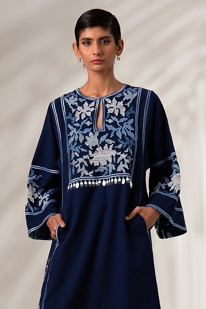 Indigo Cotton Midi Vacation Dress by MADDER MUCH at Pernia's Pop Up Shop