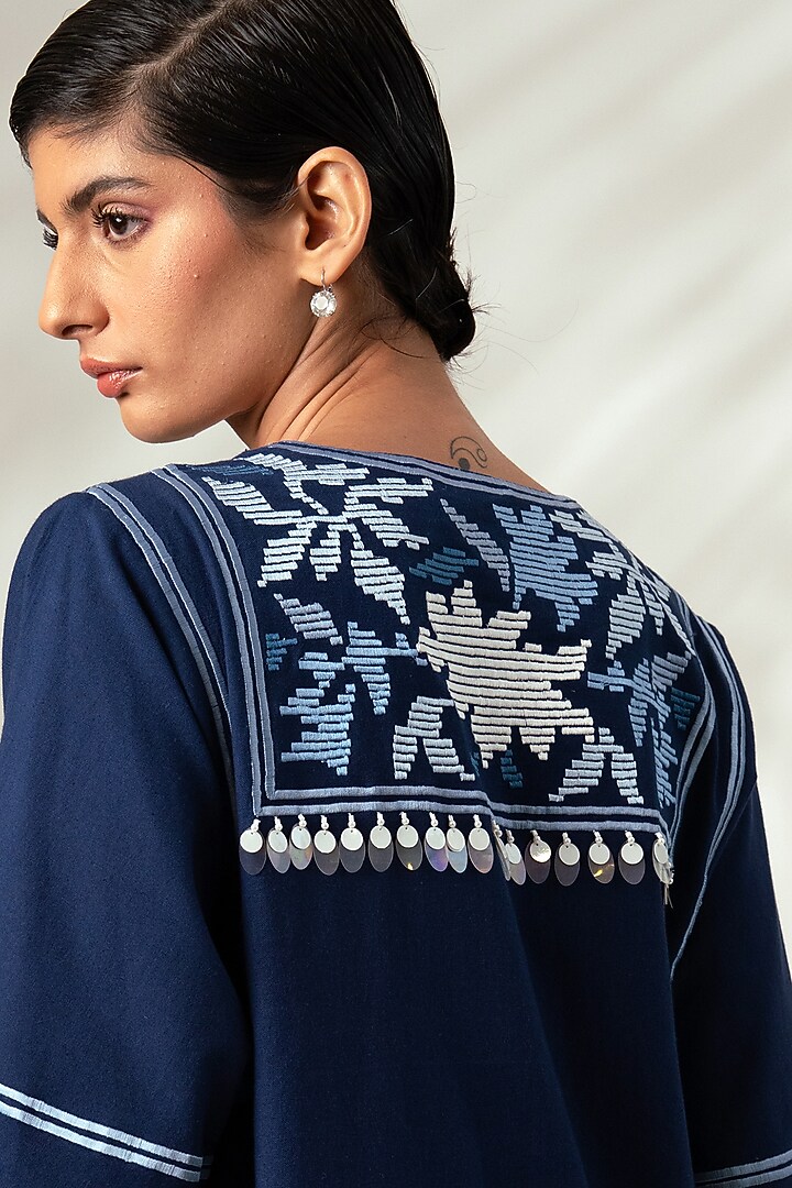 Indigo Cotton Midi Vacation Dress by MADDER MUCH at Pernia's Pop Up Shop